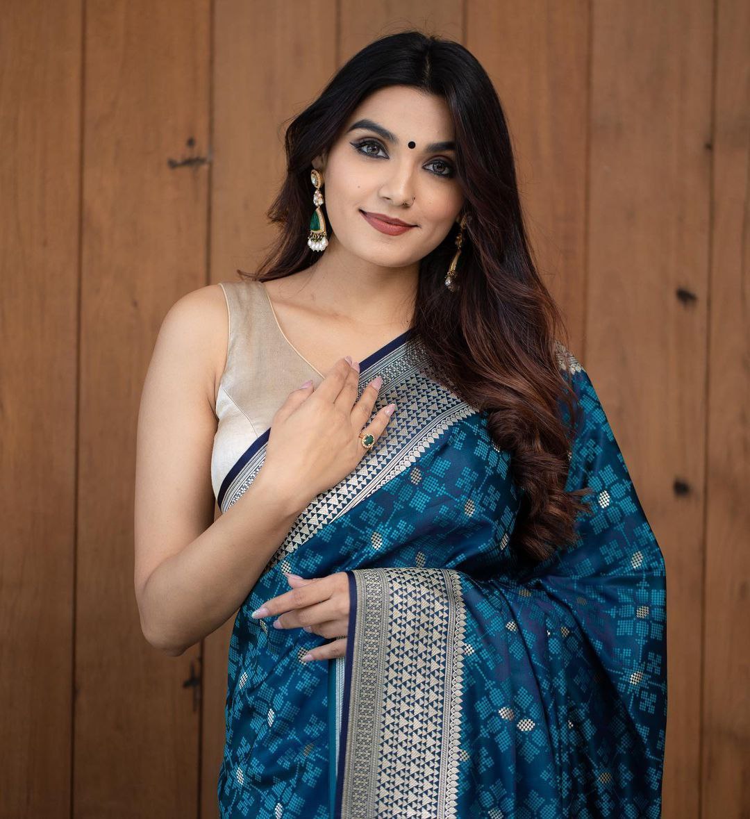 Tremendous Blue Color Wedding Wear Soft Lichi Silk Designer Jacquard Work All Over Saree With Blouse By Dealbazaars