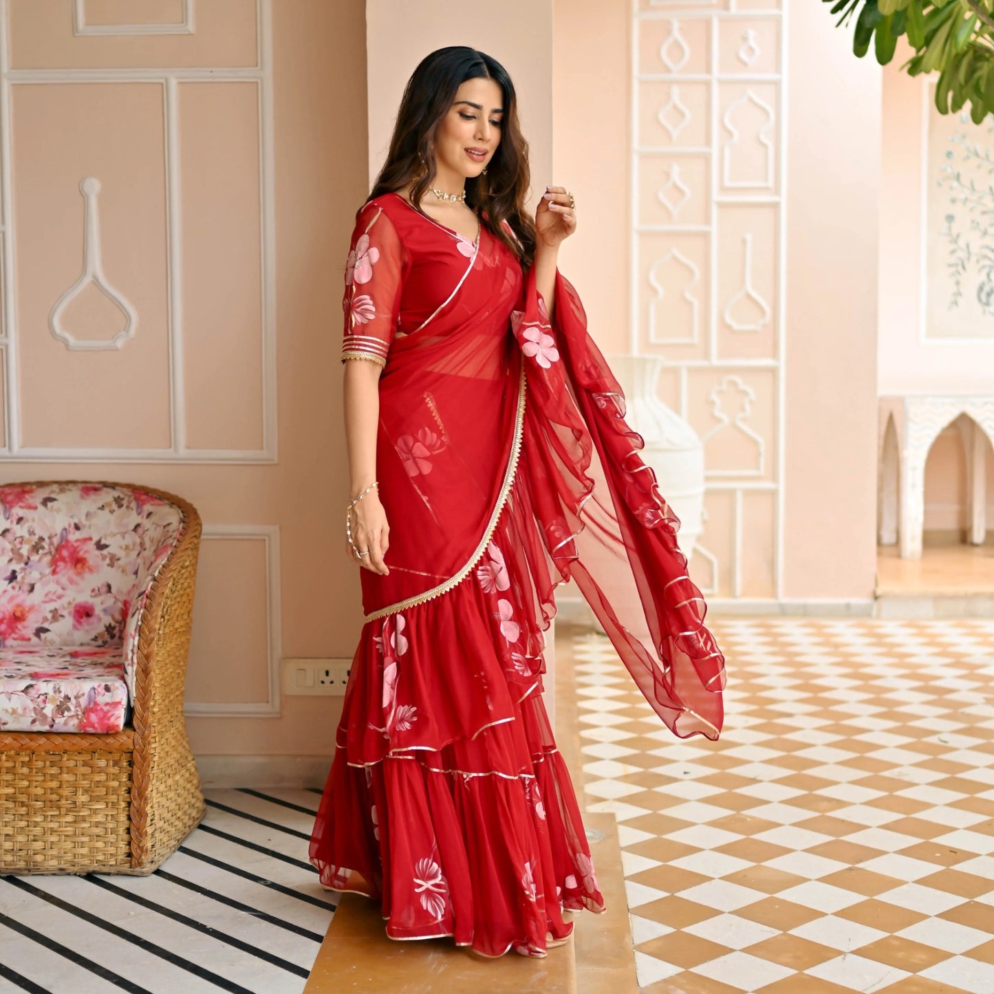 NEW DESIGNER PARTY WEAR LAHENGA SAREE WITH STICH CHOLI WITH EMBROIDERY WORK