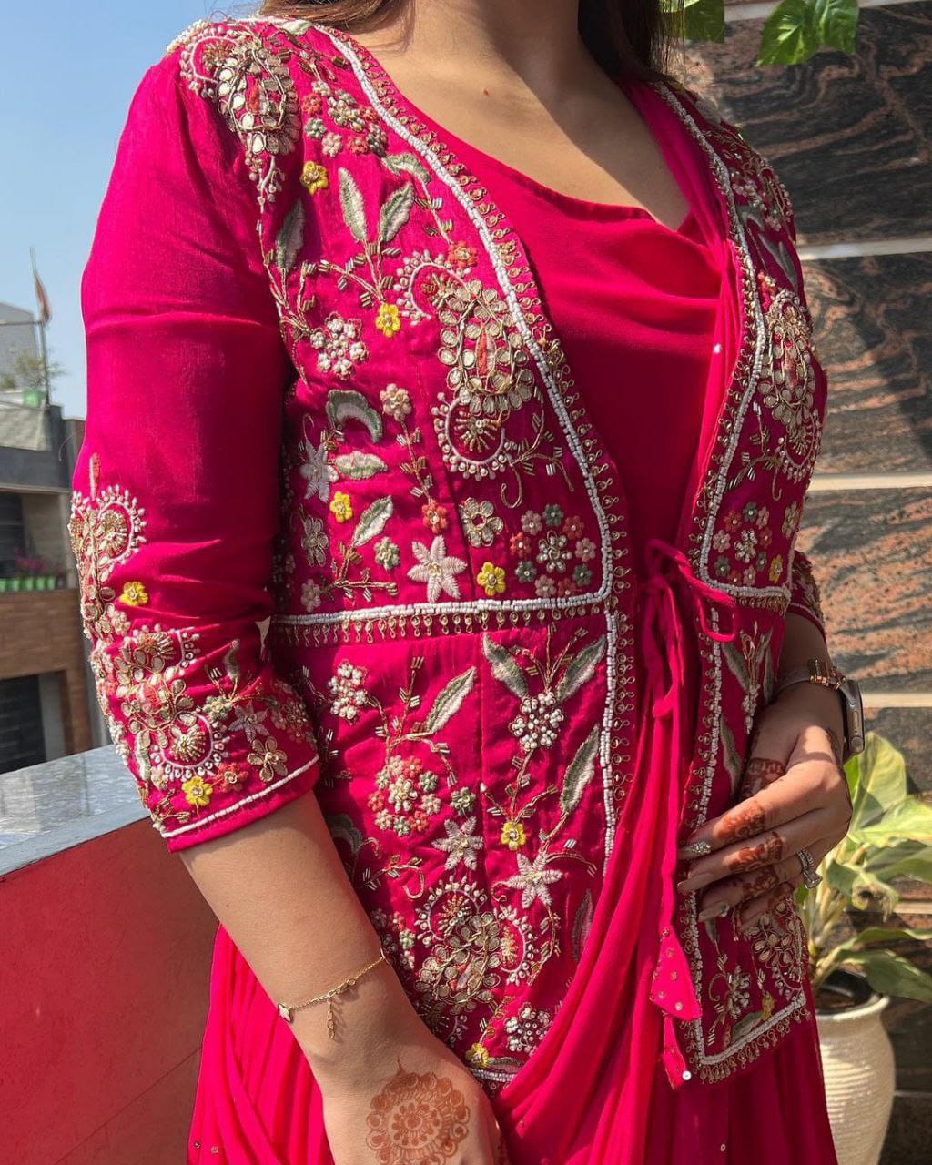 Red Women's Beat Exclusive Party Wear Designer Gown With koti and Dupatta By Dealbazaars