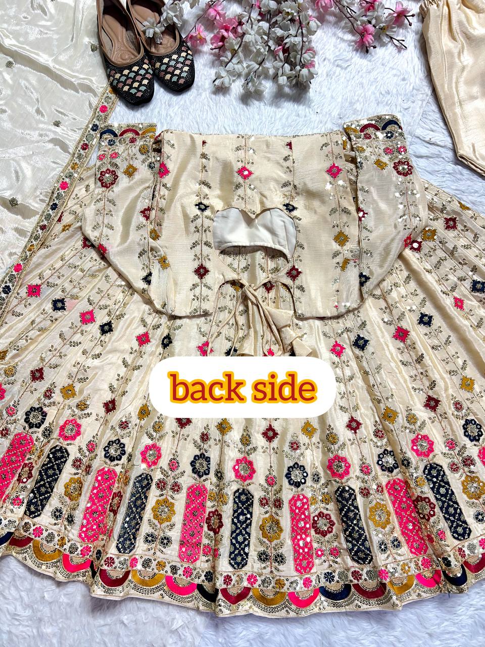 Designer Pure Chinon Silk Embroidered Anarkali Suit Set with Sequins Work, Pant & Dupatta Fully Stitched Party & Wedding Wear for Women