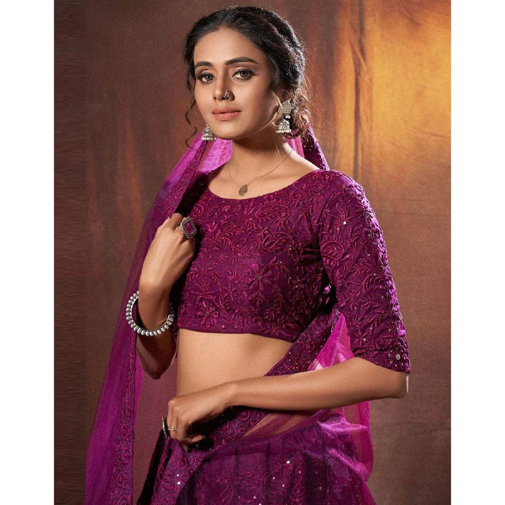 Wine Color Designer Tapeta Silk Chain Diamond Work Wedding Wear Lehenga Choli