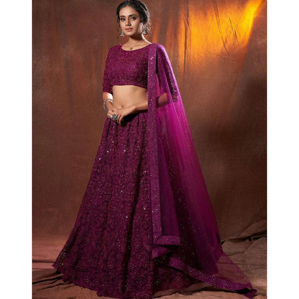 Wine Color Designer Tapeta Silk Chain Diamond Work Wedding Wear Lehenga Choli