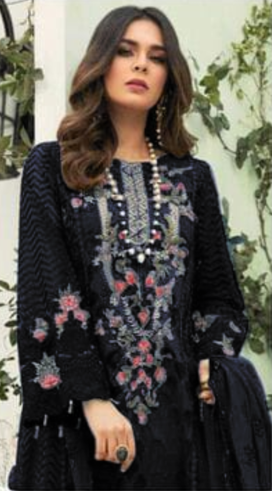Black Womens Designer Party Wear Fox Georgette Pakistani Salwar Kameez With Duaptta