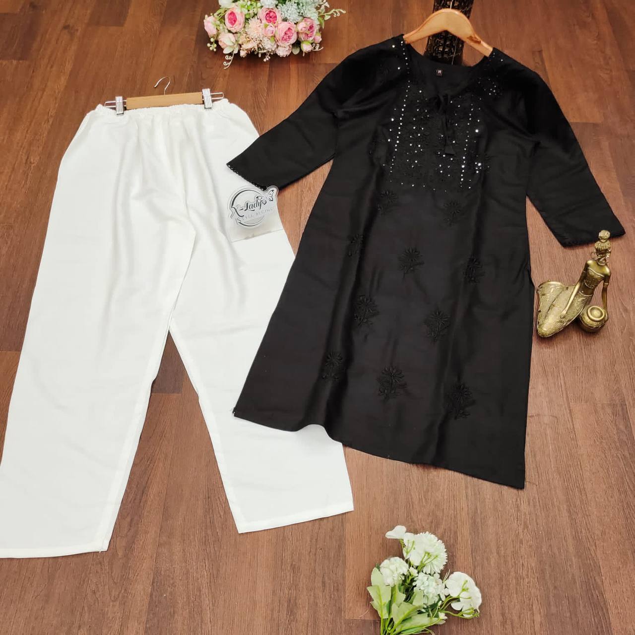 Sequence Embroidery Work Kurti and Pant