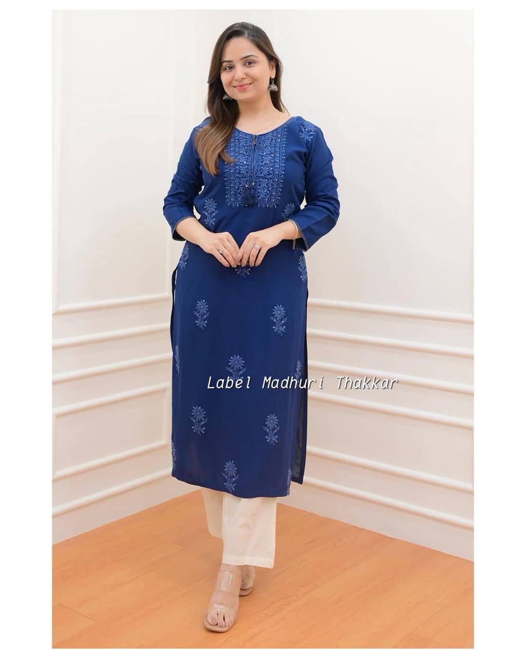 Sequence Embroidery Work Kurti and Pant