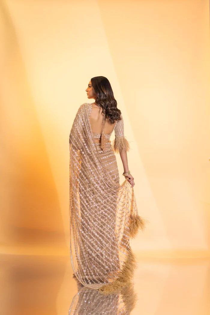 Indian Wedding Saree Heavy Embroidery work Blouse Party Wear Saree For Women And Girls