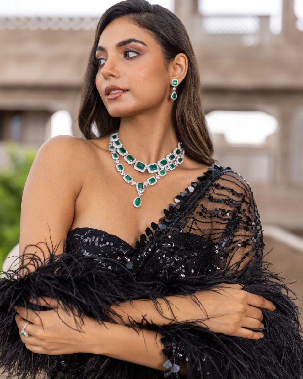Black Indian Wedding Saree Sequence Work Heavy Mono Silk Blouse Saree Heavy Party Wear Saree For Women