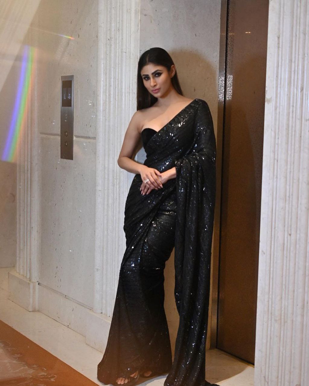 Black Color Georgette Base Sequined Work Designer Embroidered Saree