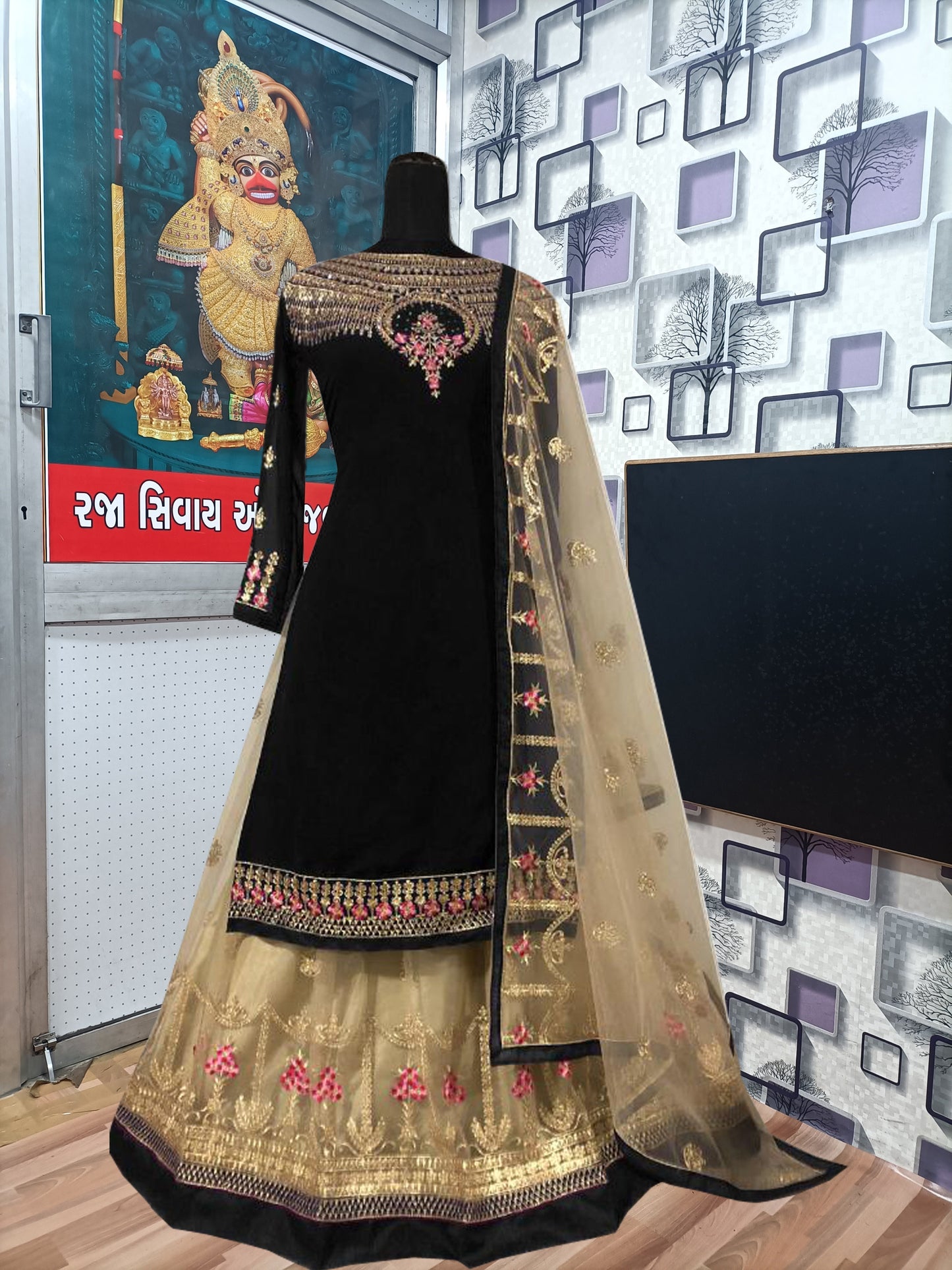 Maroon Designer Georgette Butterfly Net Ghaghara Style Salwar Suit By Dealbazaars For Womens