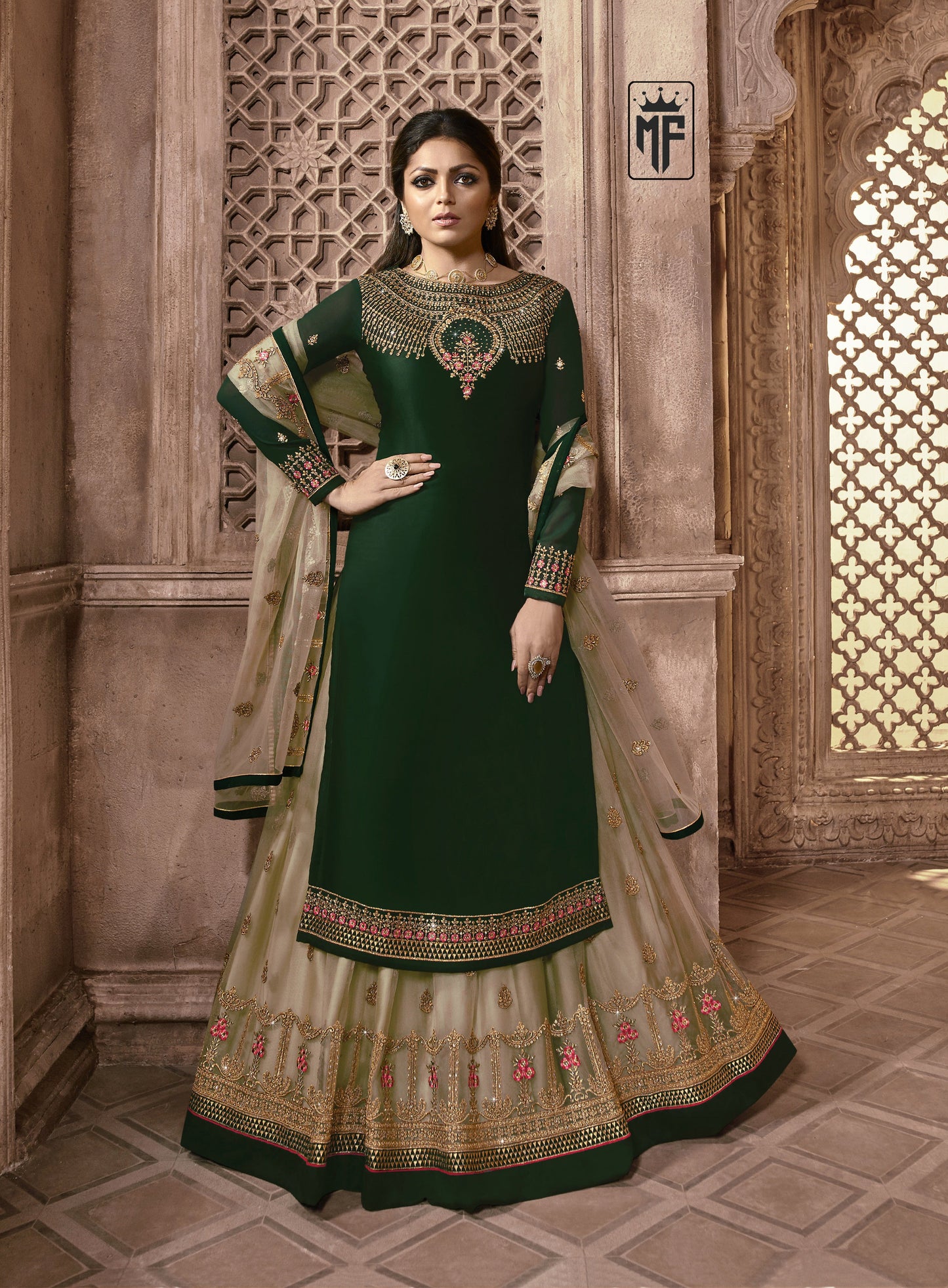 Blue Designer Georgette Butterfly Net Ghaghara Style Salwar Suit By Dealbazaars For Womens