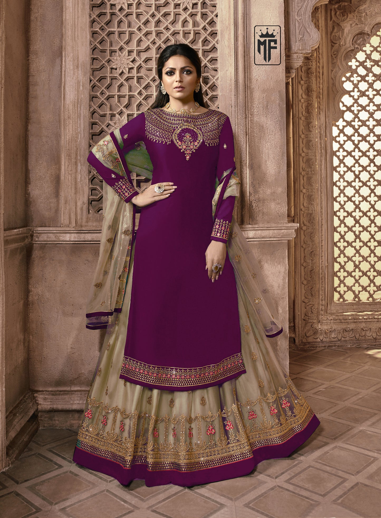 Black Designer Georgette Butterfly Net Ghaghara Style Salwar Suit By Dealbazaars For Womens