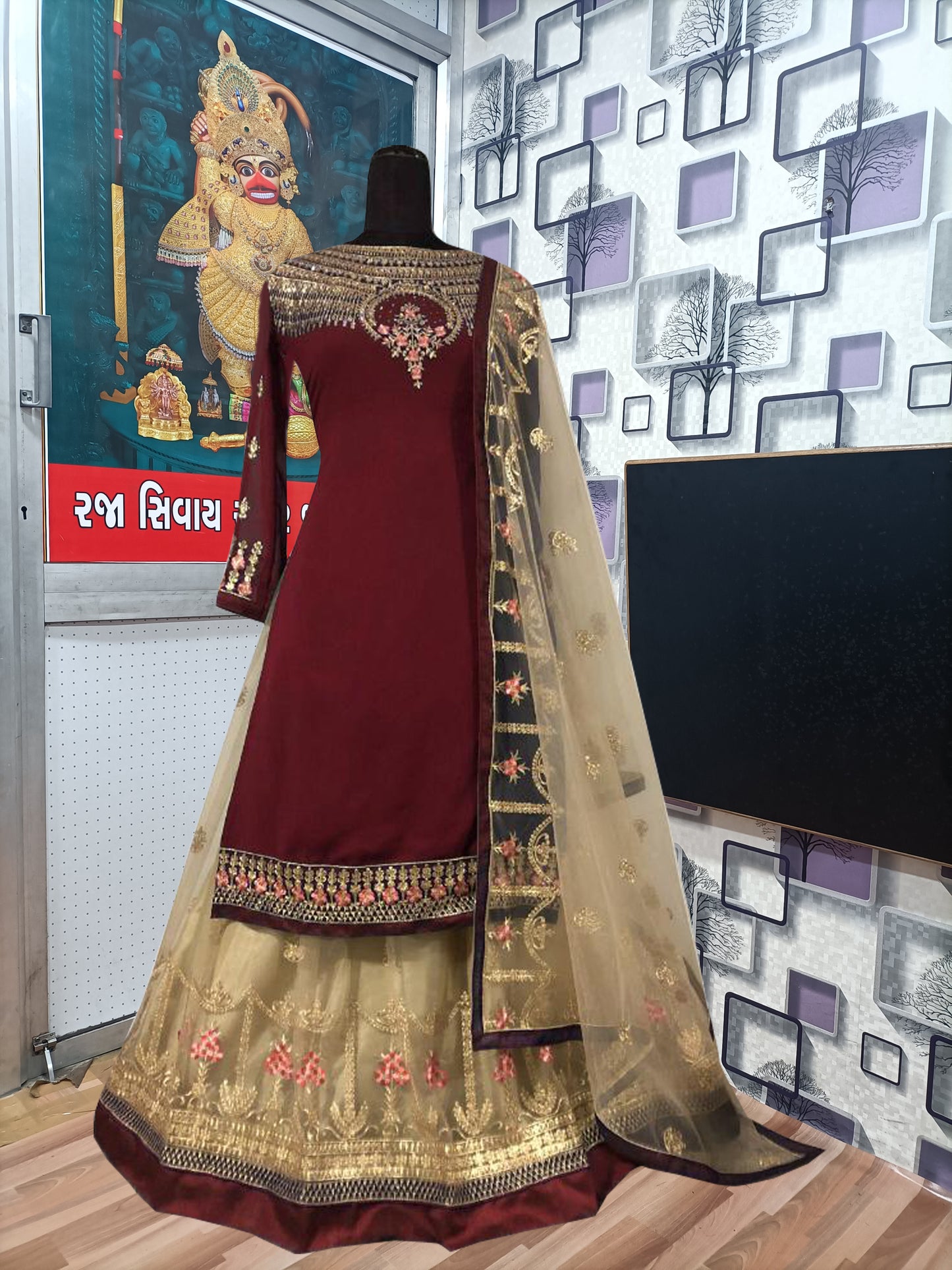 Black Designer Georgette Butterfly Net Ghaghara Style Salwar Suit By Dealbazaars For Womens