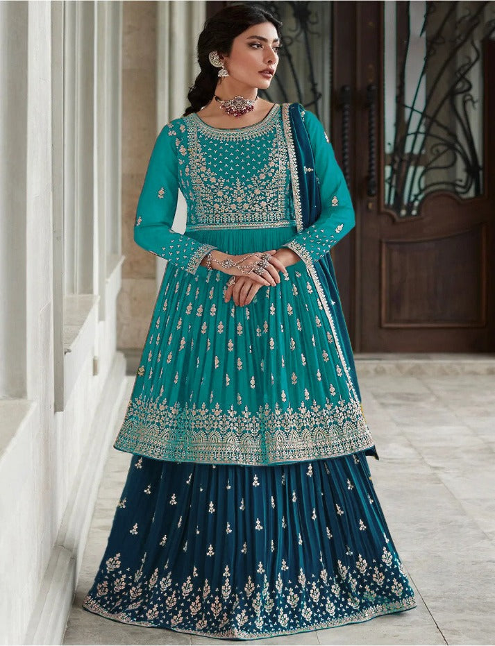 Beautiful Yellow Anarkali Style Shalwar Kameez Lehenga Suit Embroidery Sequence Work Designer Salwar Kameez Dupatta Dress for Women's Wear