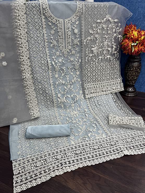 Beautiful Rama White Floral Print Kurta Palazzo & Dupatta Set, Women Straight Kurta Pant Set, Pakistani 3 Piece Shalwar Kameez Readymade Set