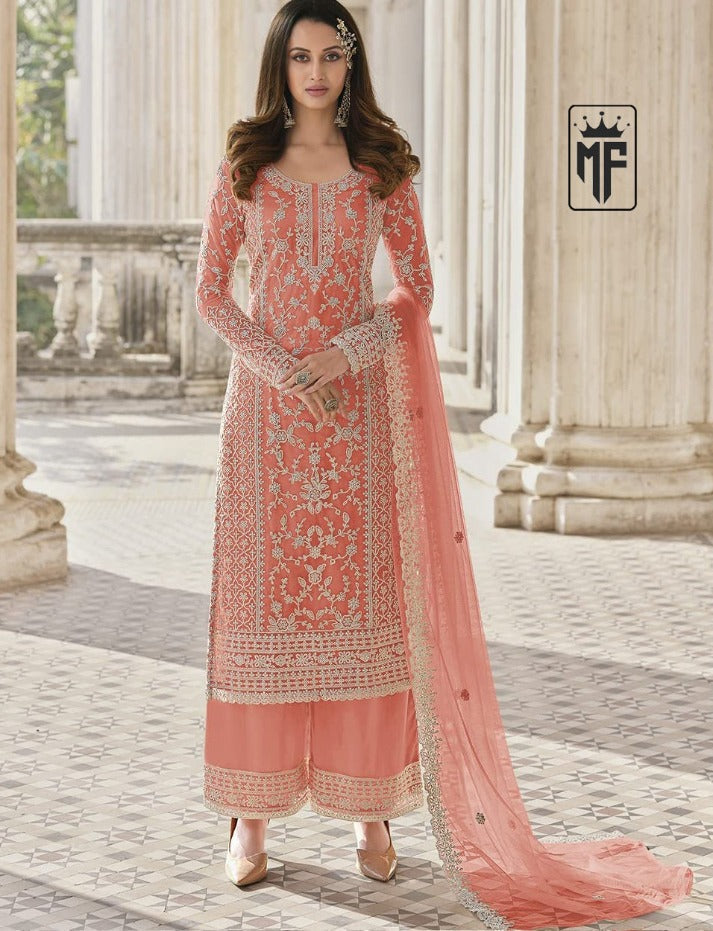 Beautiful Pink White Floral Print Kurta Palazzo & Dupatta Set, Women Straight Kurta Pant Set, Pakistani 3 Piece Shalwar Kameez Readymade Set