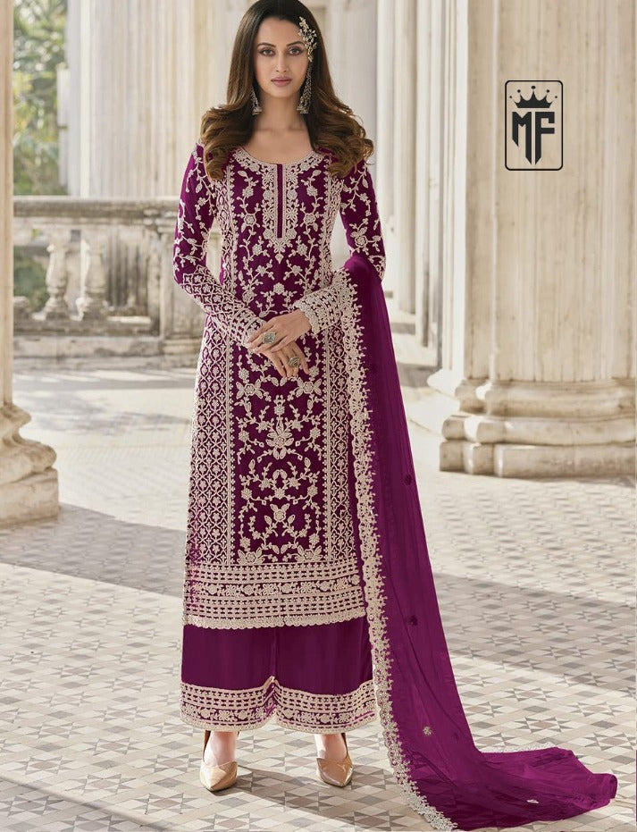 Beautiful Pink White Floral Print Kurta Palazzo & Dupatta Set, Women Straight Kurta Pant Set, Pakistani 3 Piece Shalwar Kameez Readymade Set