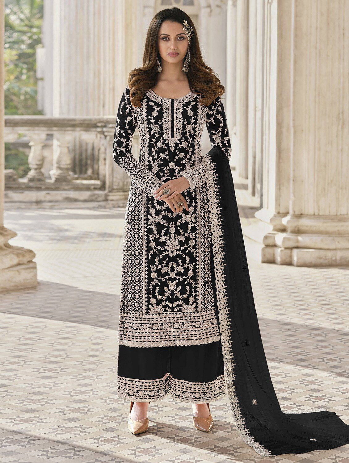 Beautiful Pink White Floral Print Kurta Palazzo & Dupatta Set, Women Straight Kurta Pant Set, Pakistani 3 Piece Shalwar Kameez Readymade Set