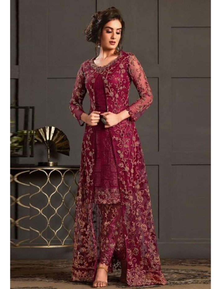 Yellow Designer Salwar Kameez Pant Suits Indian Pakistani Wear Shalwar Trouser Pant with Long Shrug Dress