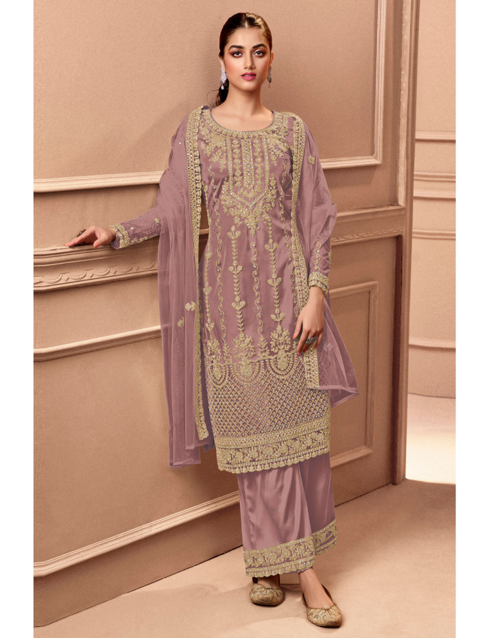 Heavy Yellow Fux Georgette With Sequence Embroidery Work And Stone Work Semi Stitched Material Dress
