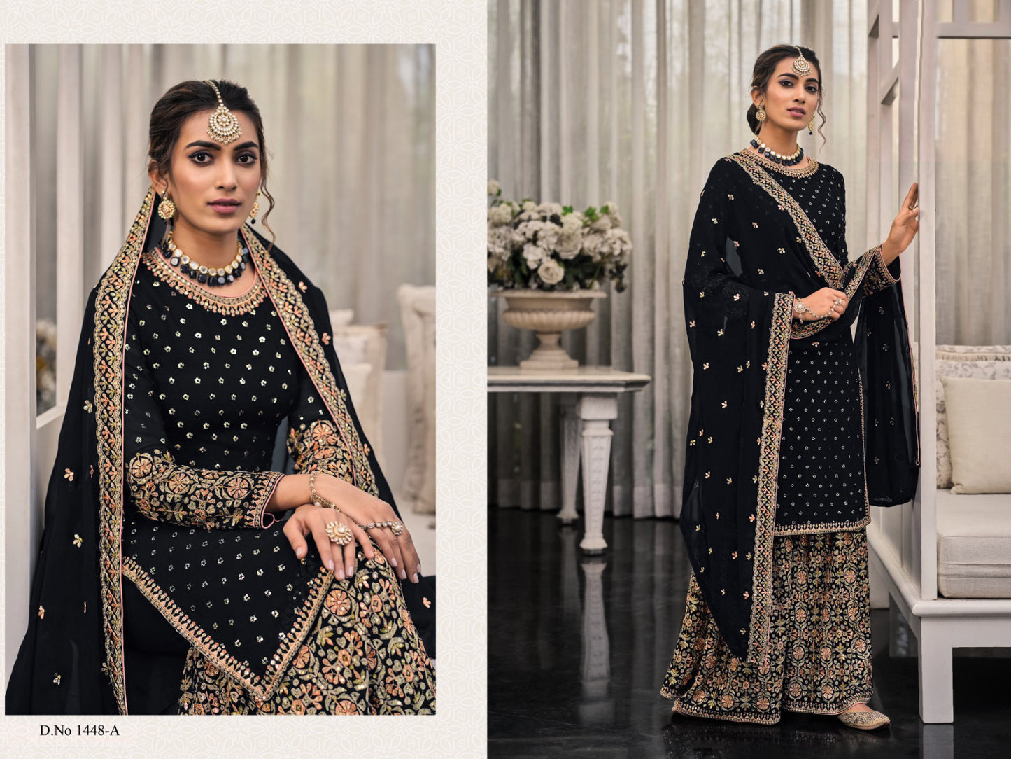 Traditional Wear Embroidery Work Palazzo Suit Georgette Pakistani Salwar Suit For Womens