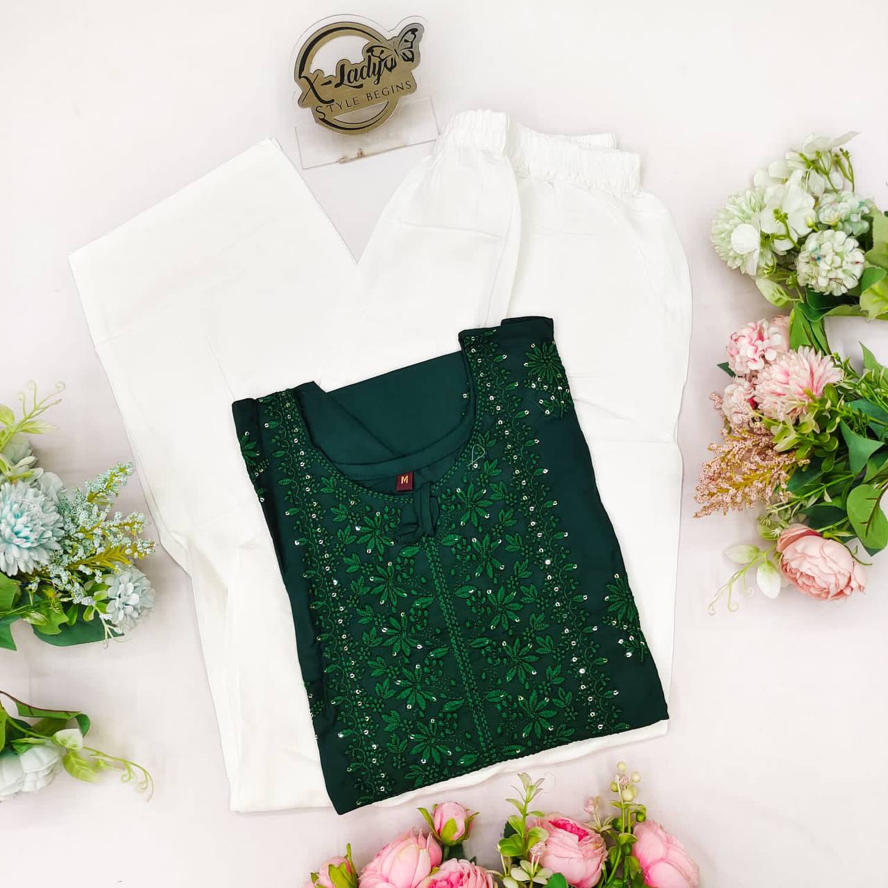 Sequence Embroidery Work Kurti and Pant