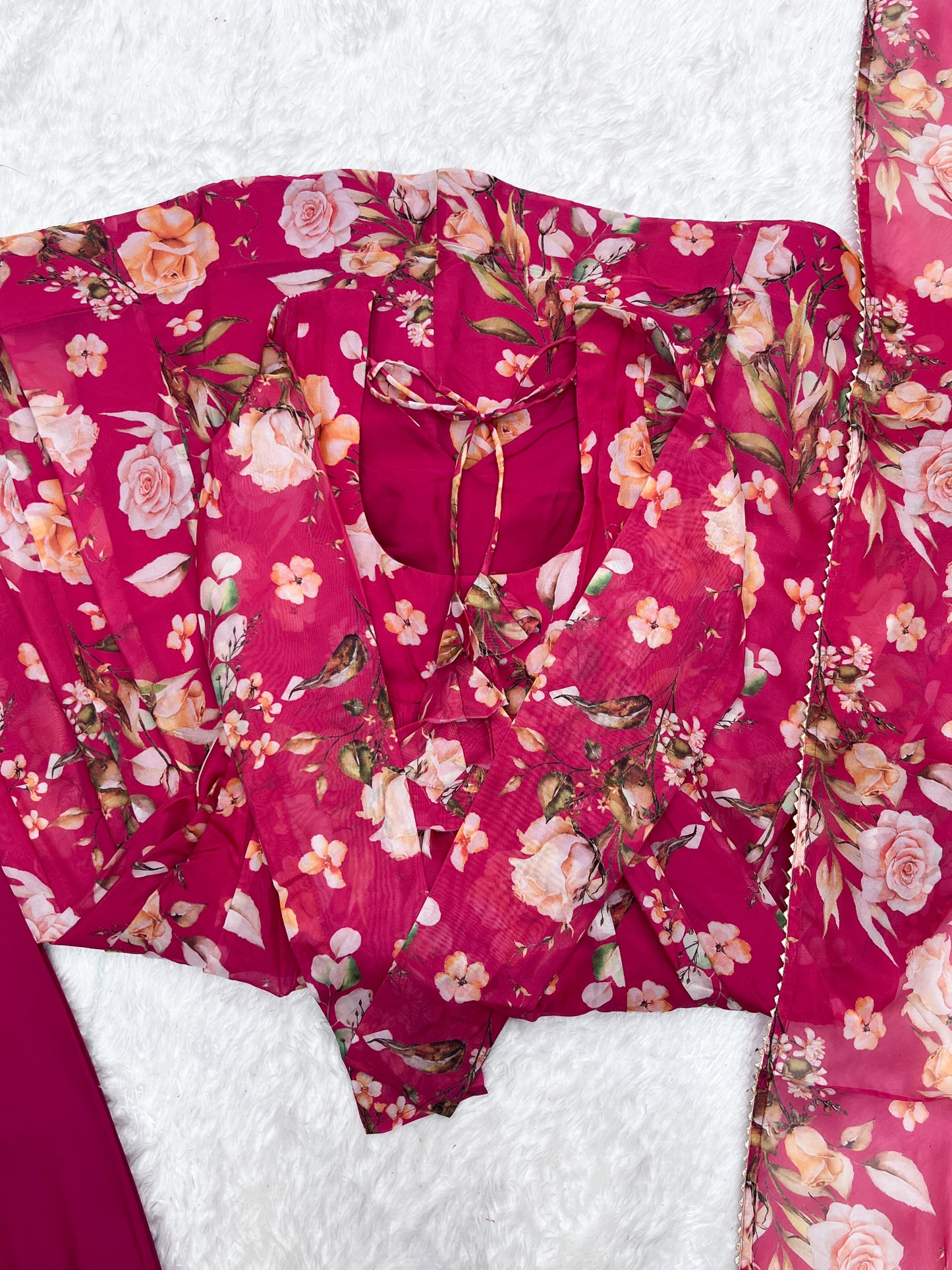 PURE SOFT ORGANZA SILK FABRIC FULLY FLAIR KALI PATTERN AND CANVAS PATTA WITH DUPPTA SET, PANT READY TO WEAR