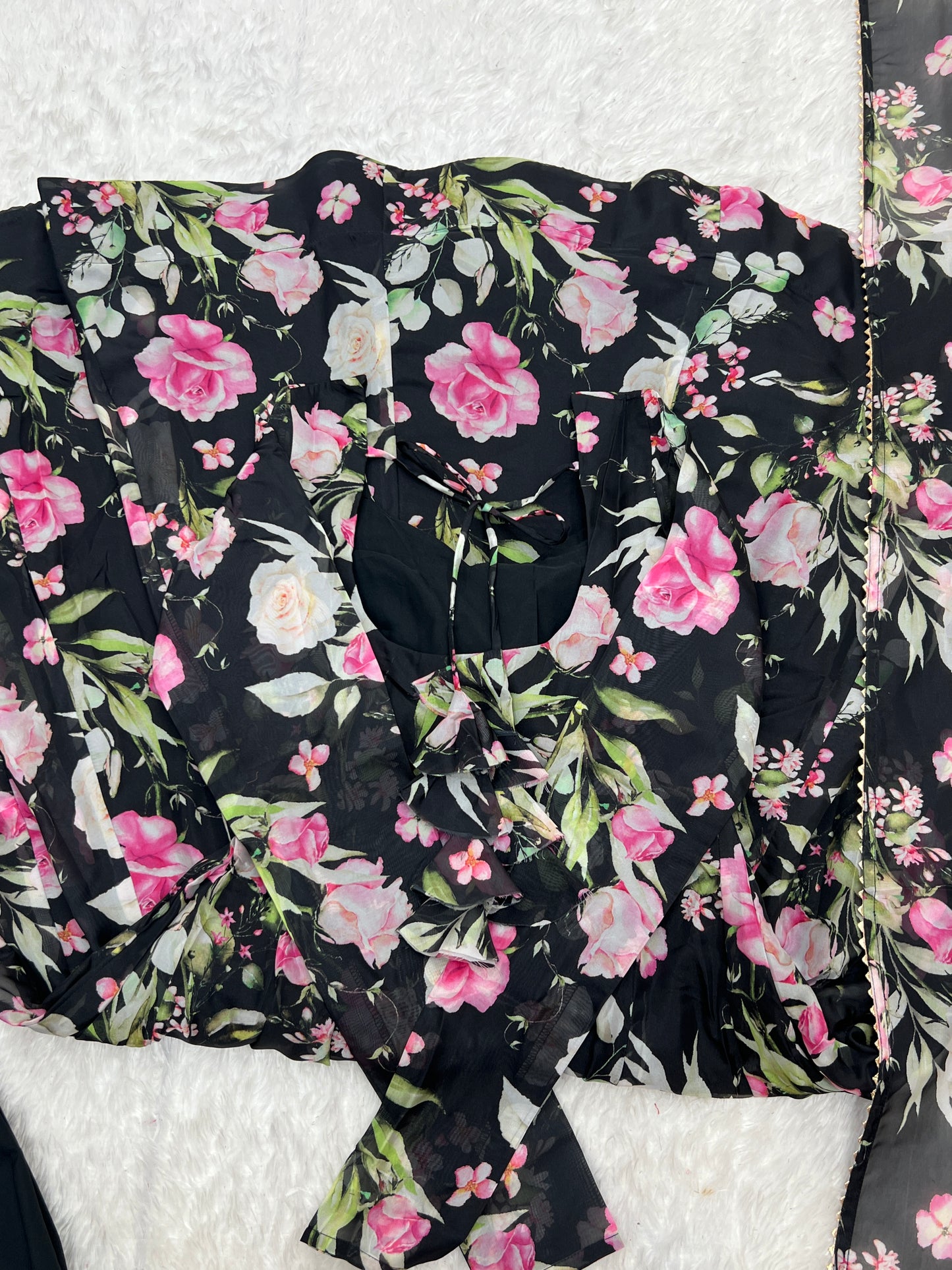 PURE SOFT ORGANZA SILK FABRIC FULLY FLAIR KALI PATTERN AND CANVAS PATTA WITH DUPPTA SET, PANT READY TO WEAR