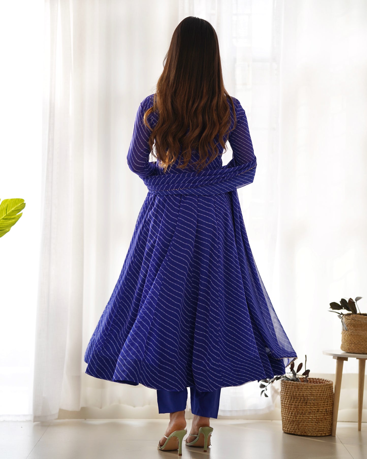 PURE FOX GEORGETTE LAHERIYA PRINT FABRIC FULLY FLAIR ANARKALI, WITH DUPATTA SET, PANT READY TO WEAR