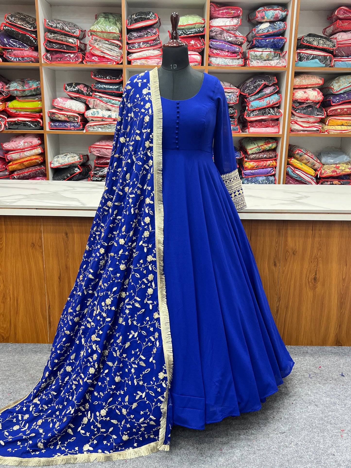 Pure Soft Faux Georgette Floral Print Anarkali Gown Pent With Dupatta