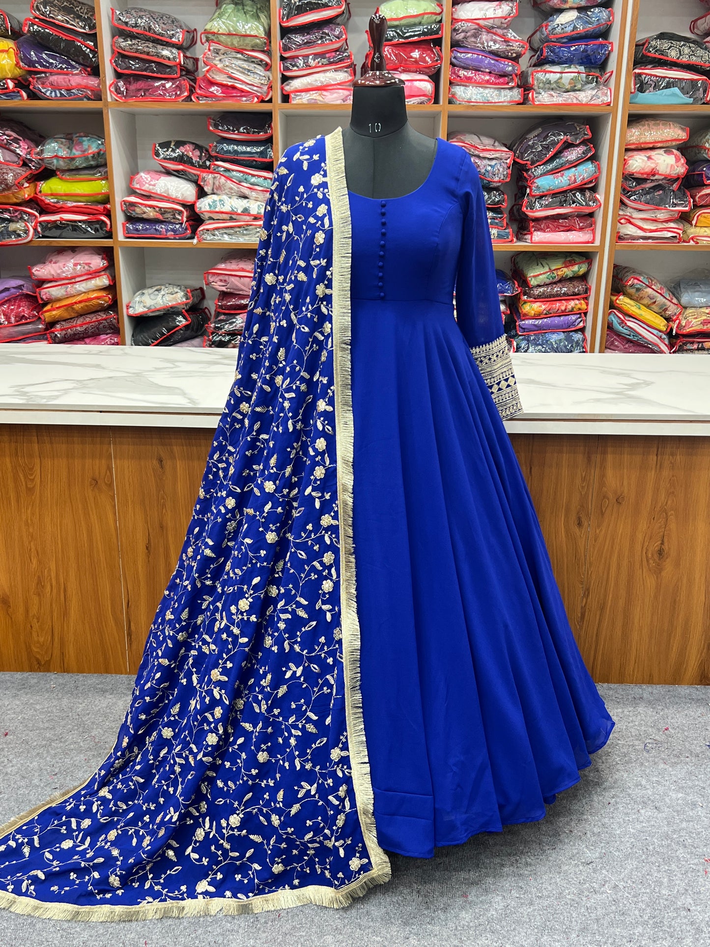 Pure Soft Faux Georgette Floral Print Anarkali Gown Pent With Dupatta