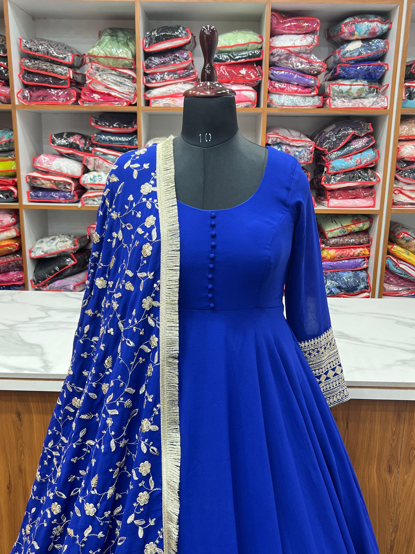 Pure Soft Faux Georgette Floral Print Anarkali Gown Pent With Dupatta