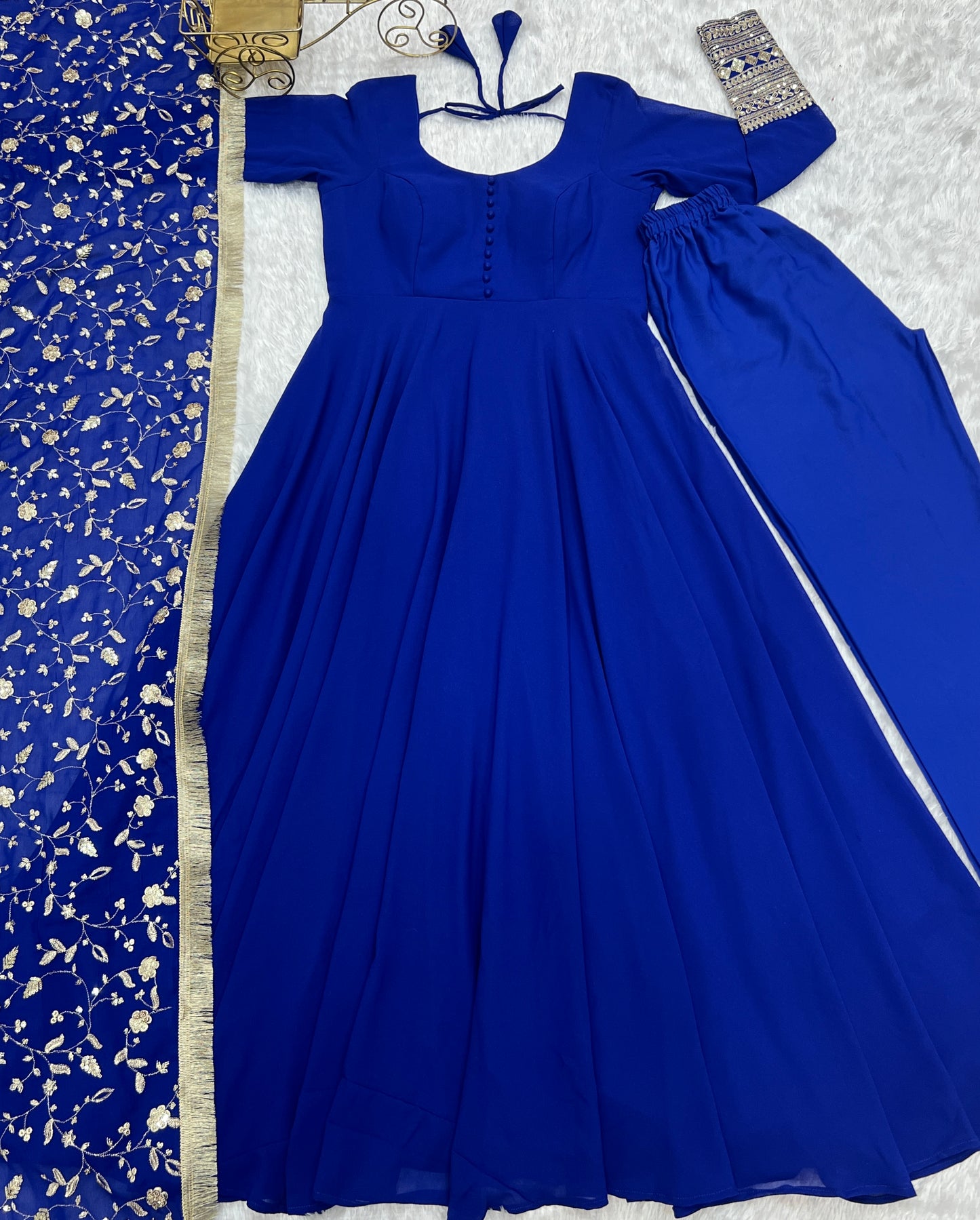 Pure Soft Faux Georgette Floral Print Anarkali Gown Pent With Dupatta