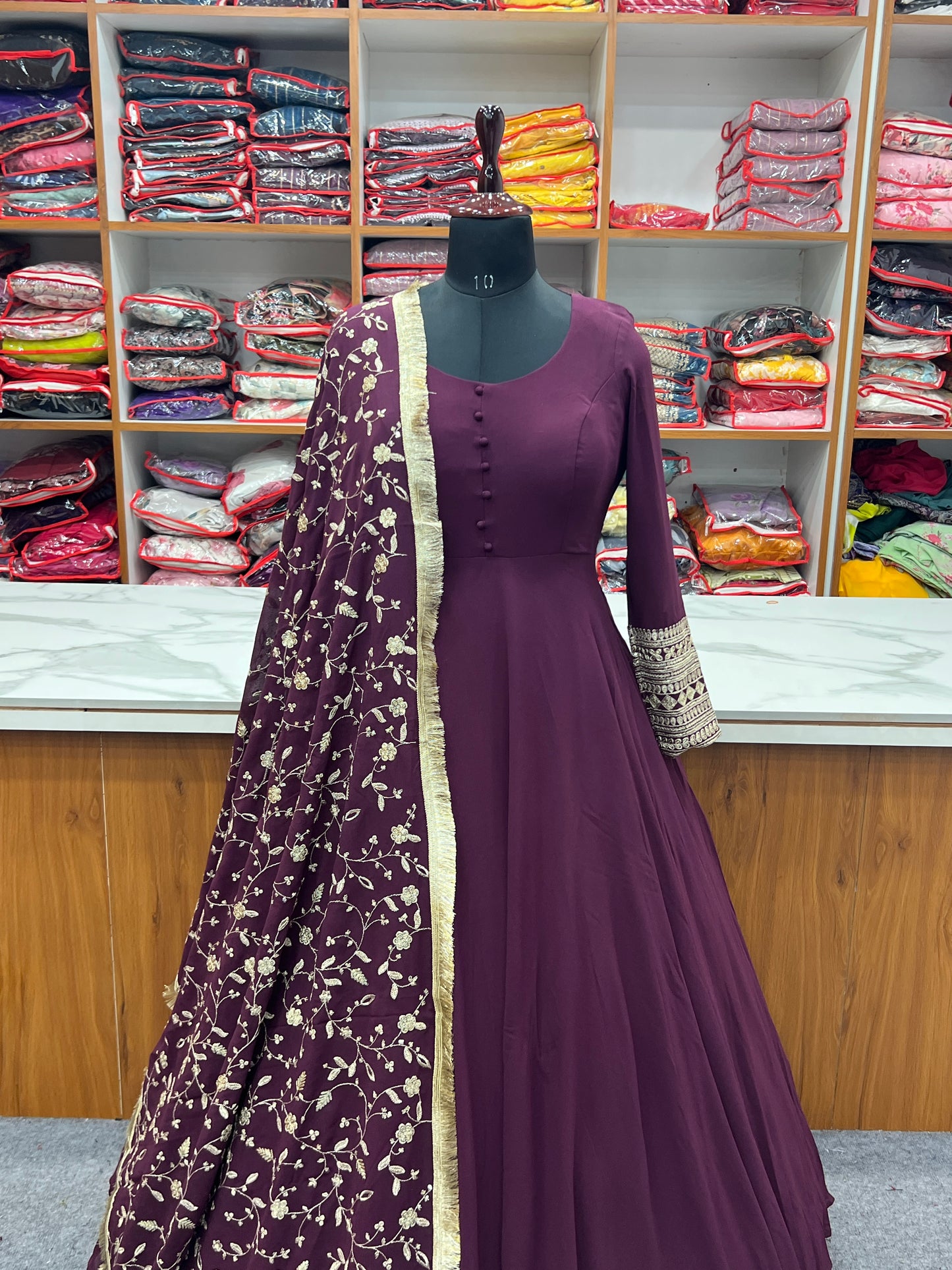 Pure Soft Faux Georgette Floral Print Anarkali Gown Pent With Dupatta