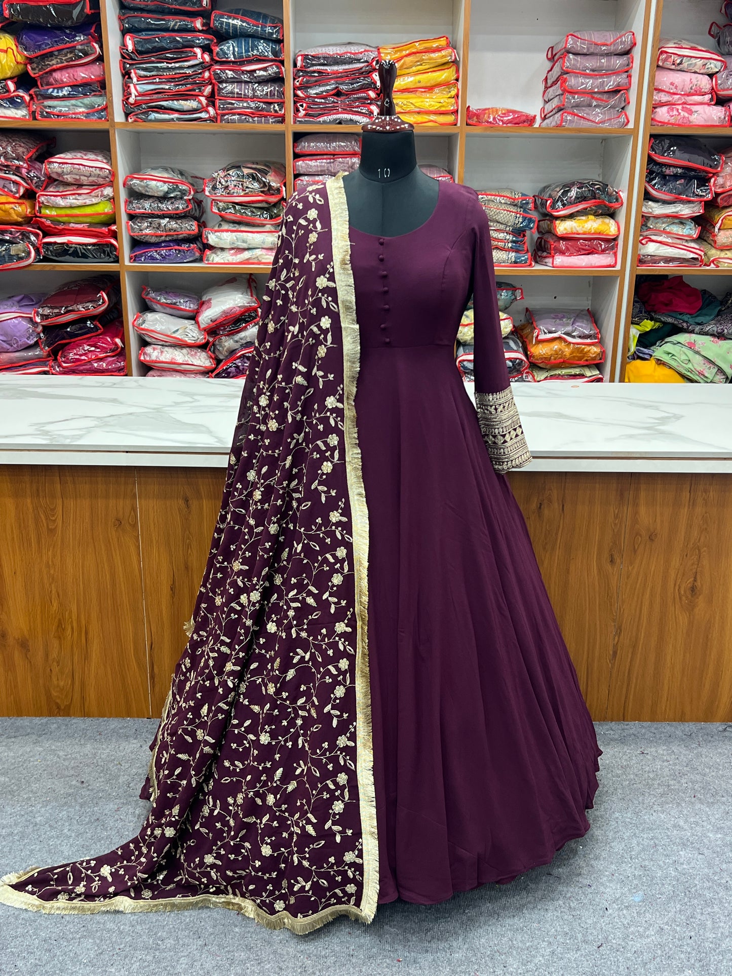 Pure Soft Faux Georgette Floral Print Anarkali Gown Pent With Dupatta