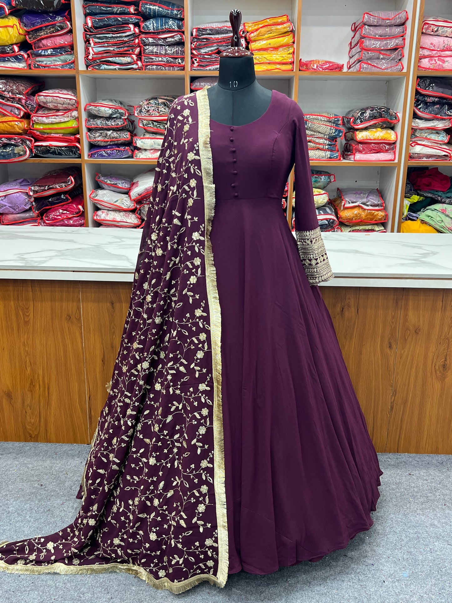 Pure Soft Faux Georgette Floral Print Anarkali Gown Pent With Dupatta