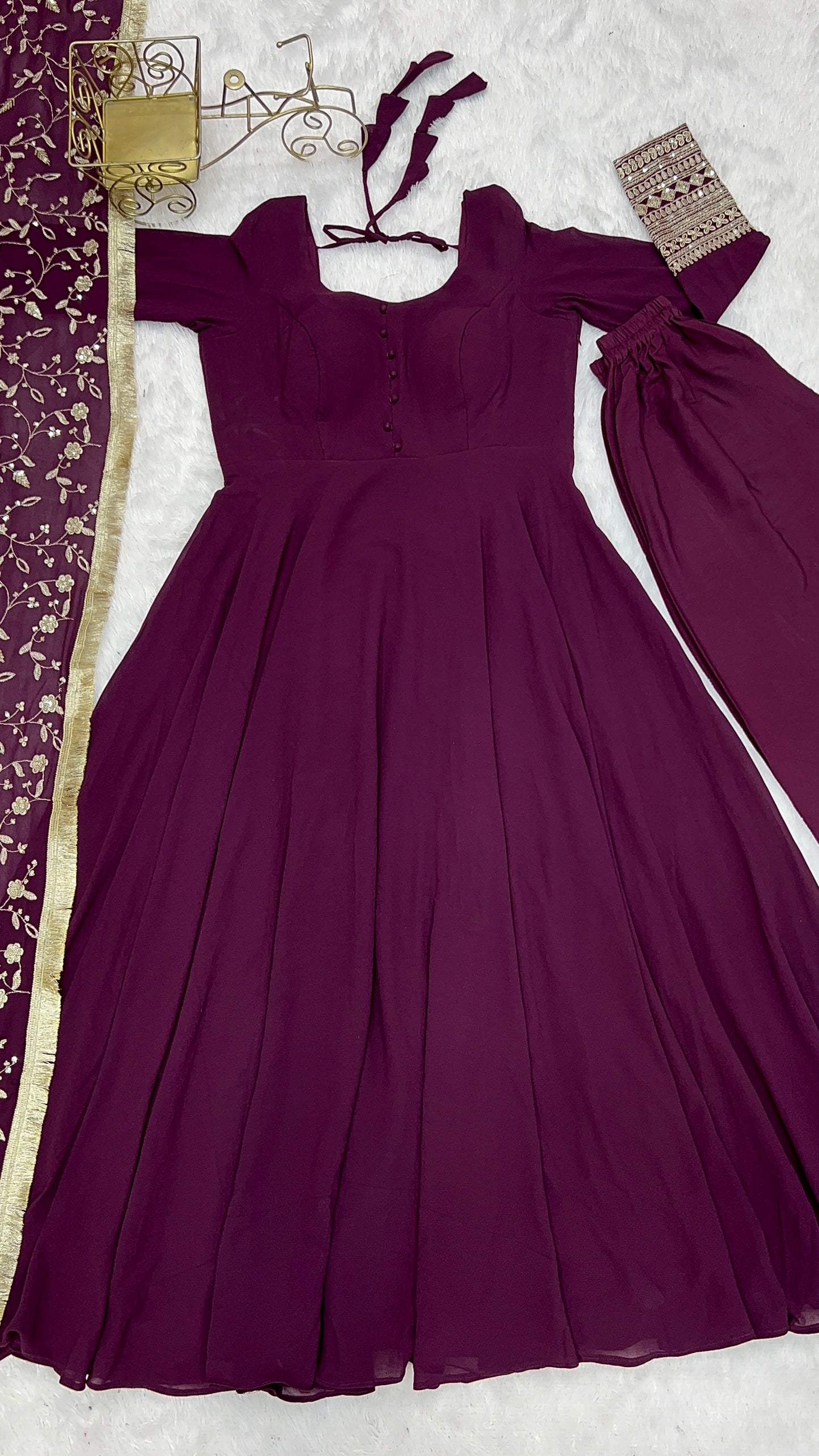 Pure Soft Faux Georgette Floral Print Anarkali Gown Pent With Dupatta