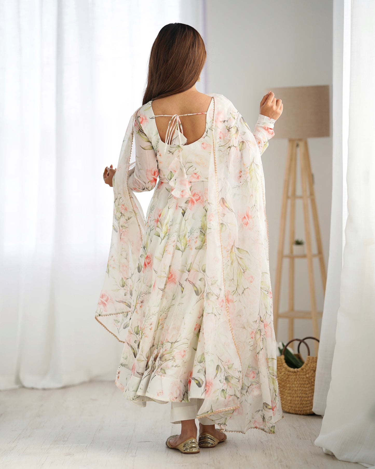 PURE SOFT ORGANZA SILK FABRIC FULLY FLAIR KALI PATTERN AND CANVAS PATTA WITH DUPPTA SET, PANT READY TO WEAR
