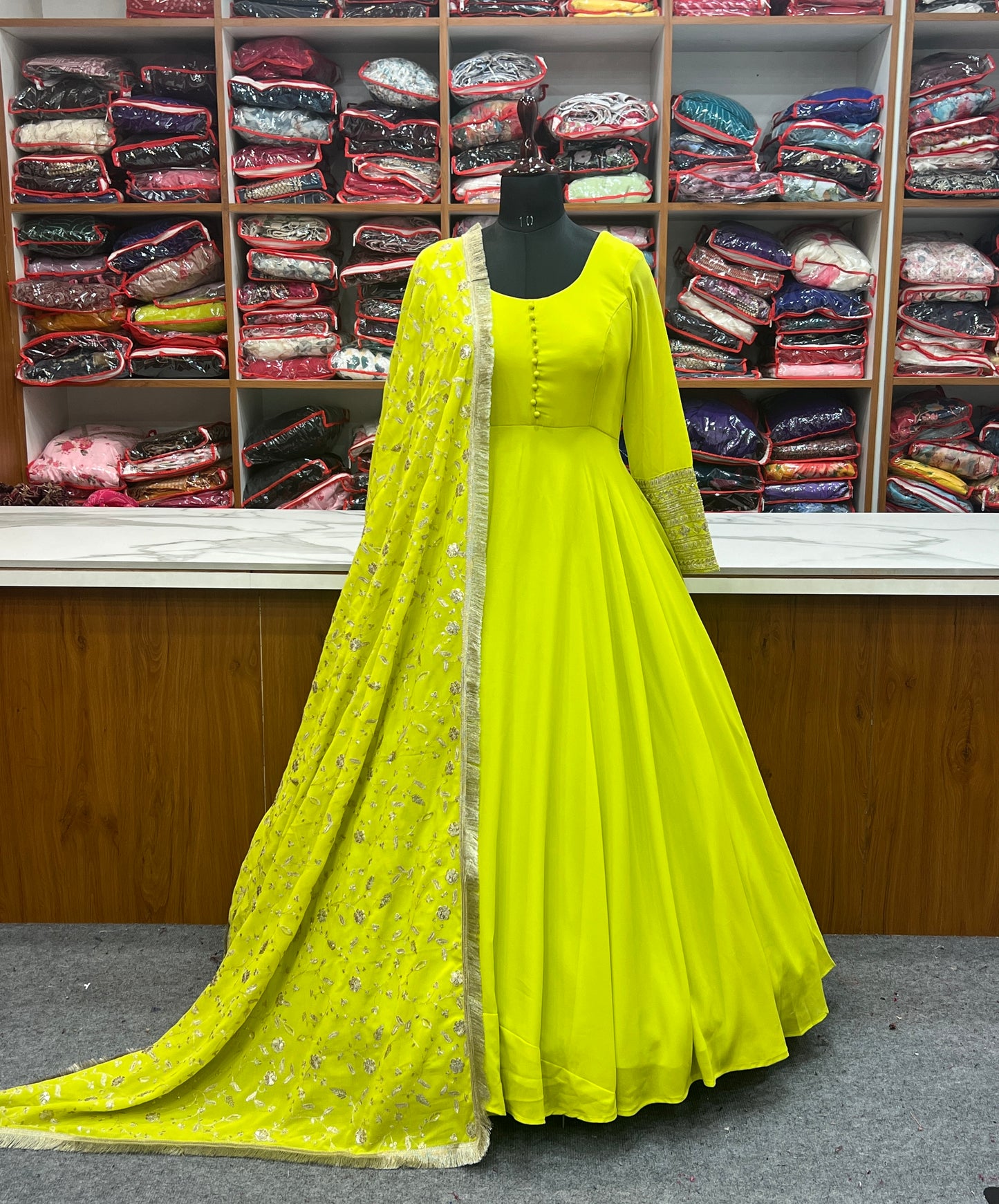 Pure Soft Faux Georgette Floral Print Anarkali Gown Pent With Dupatta