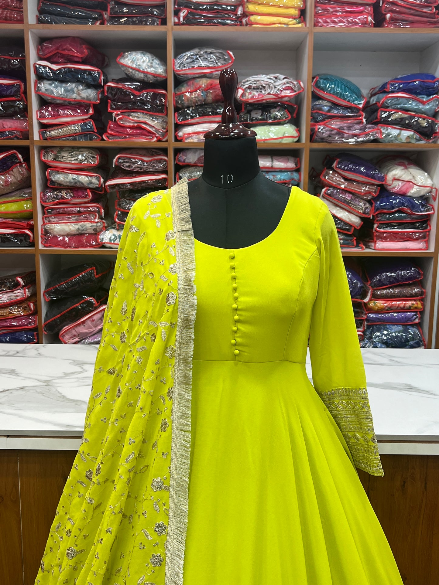 Pure Soft Faux Georgette Floral Print Anarkali Gown Pent With Dupatta