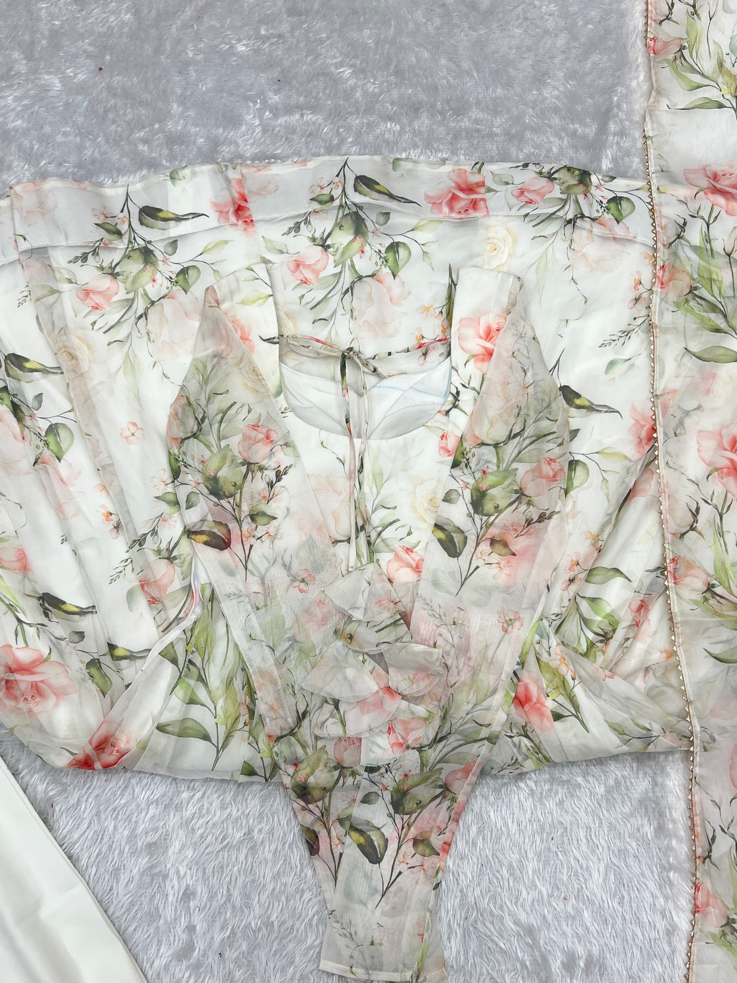 PURE SOFT ORGANZA SILK FABRIC FULLY FLAIR KALI PATTERN AND CANVAS PATTA WITH DUPPTA SET, PANT READY TO WEAR