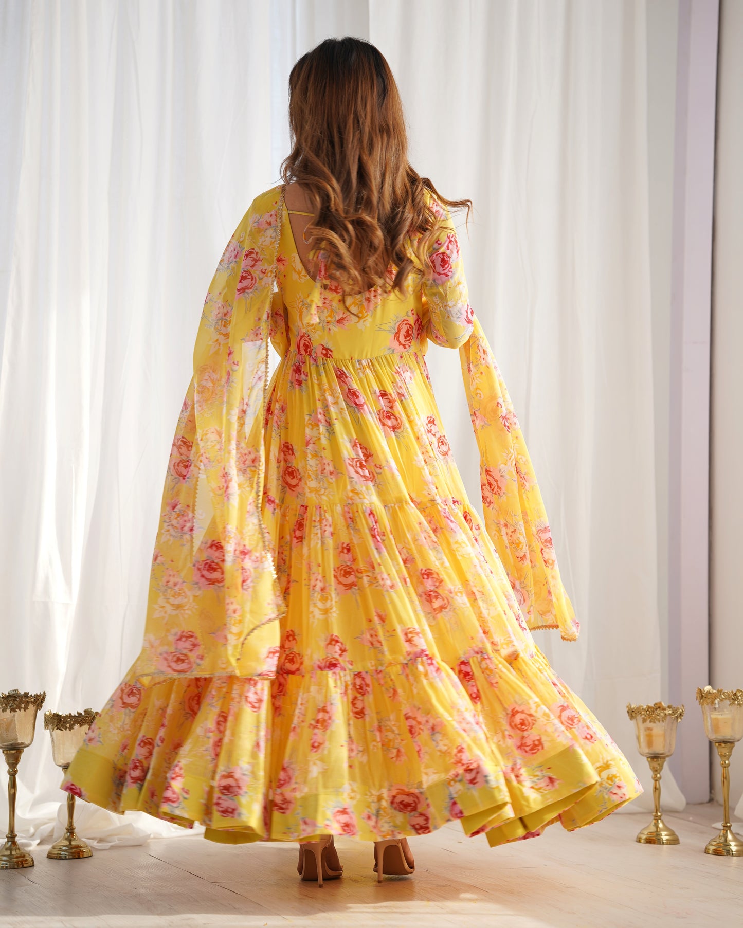 PURE SOFT FOX GEORGETTE FLORAL PRINT FABRIC FULLY FLAIR ANARKALI,WITH DUPPTA SET,PENT READY TO WEAR