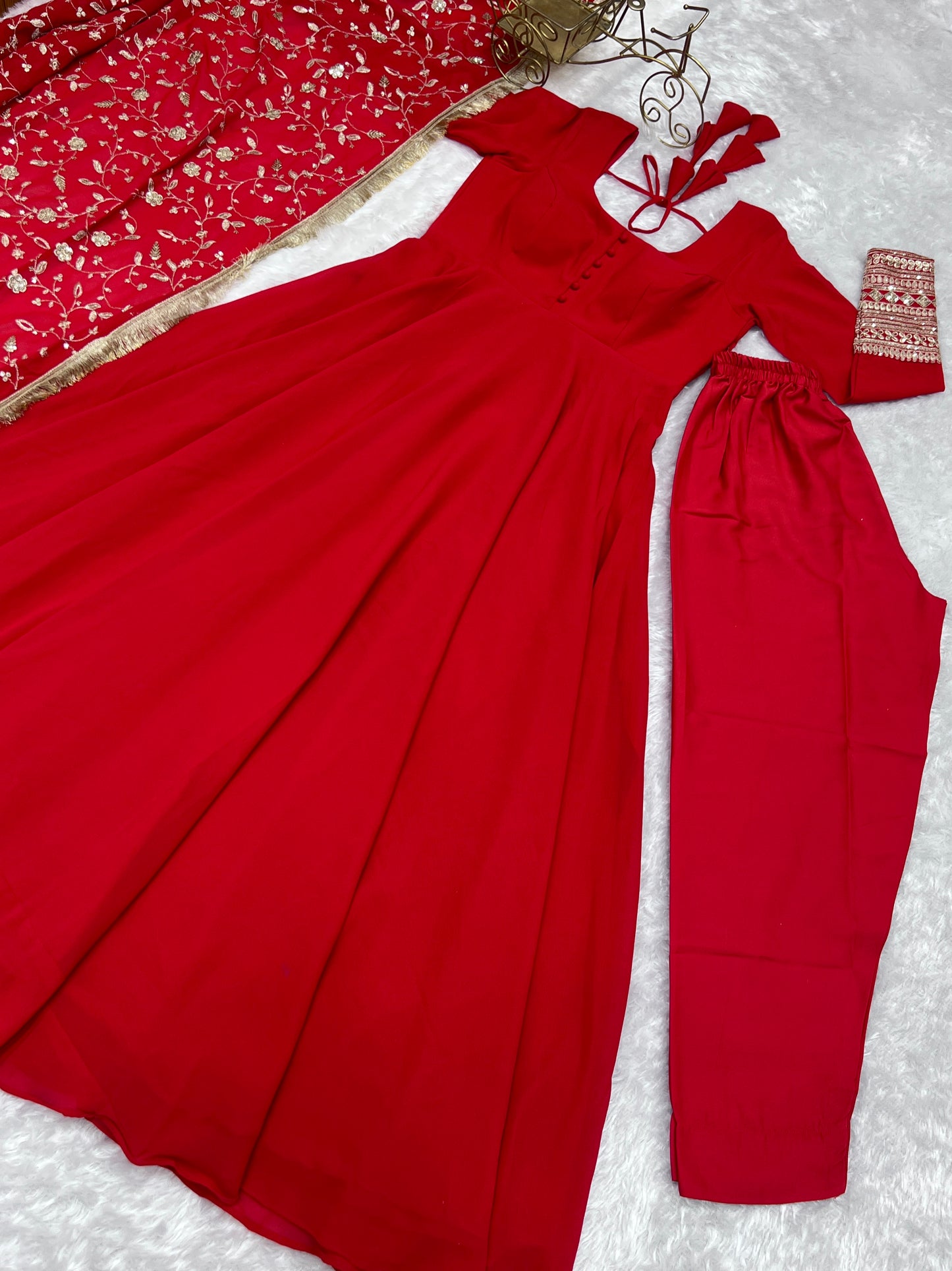 Pure Soft Faux Georgette Floral Print Anarkali Gown Pent With Dupatta