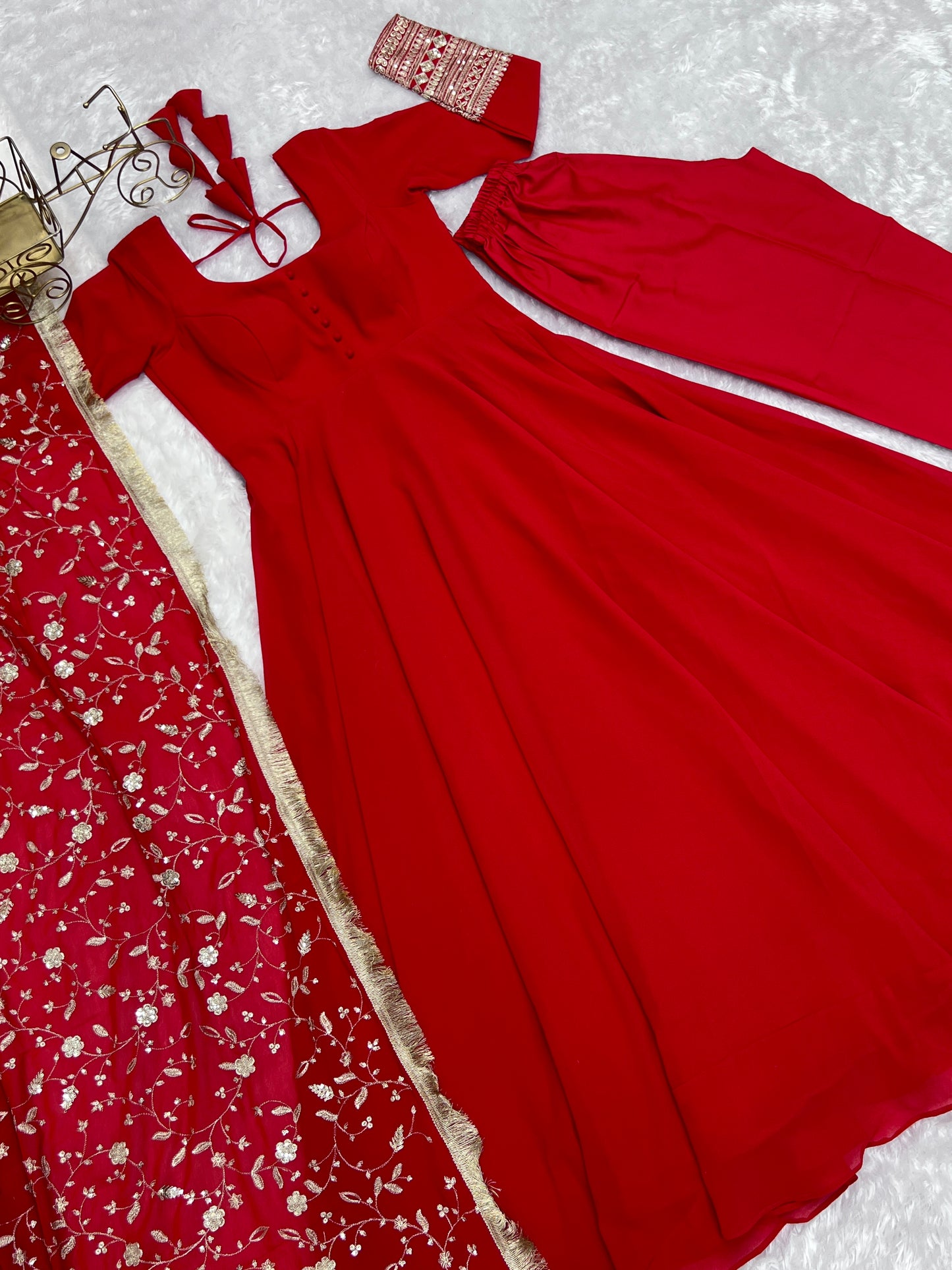 Pure Soft Faux Georgette Floral Print Anarkali Gown Pent With Dupatta