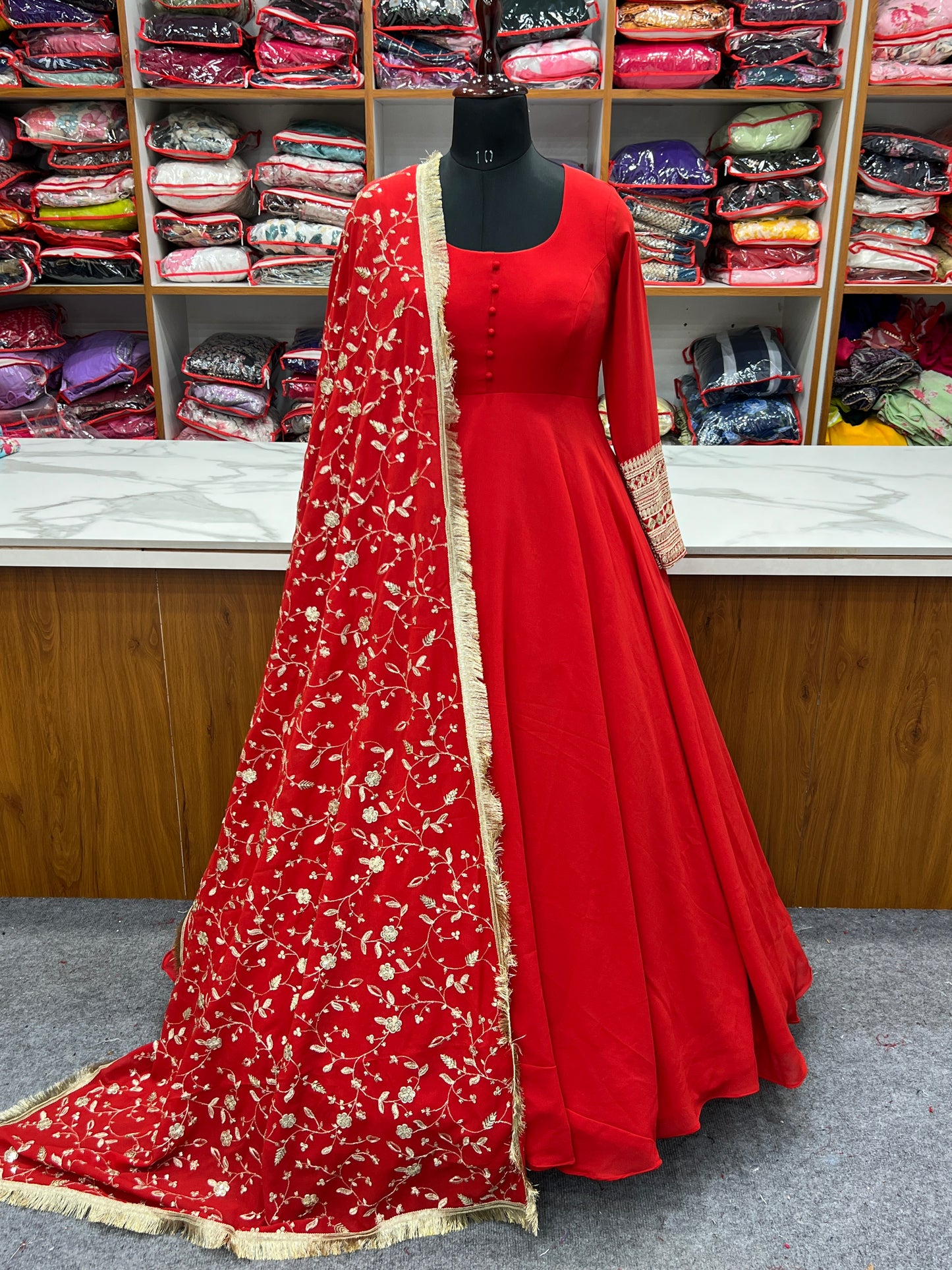 Pure Soft Faux Georgette Floral Print Anarkali Gown Pent With Dupatta