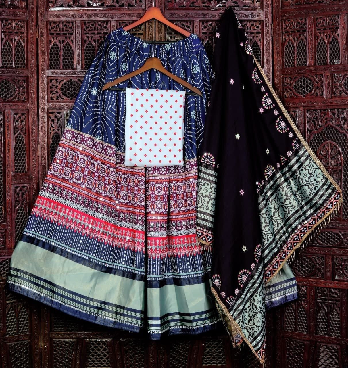 Lehenga choli dupatta Exclusive Butter Silk chaniya Choli With Digital Print Work Lehenga Choli Dupatta For Women Bollywood wedding Lehenga By Dealbazaars