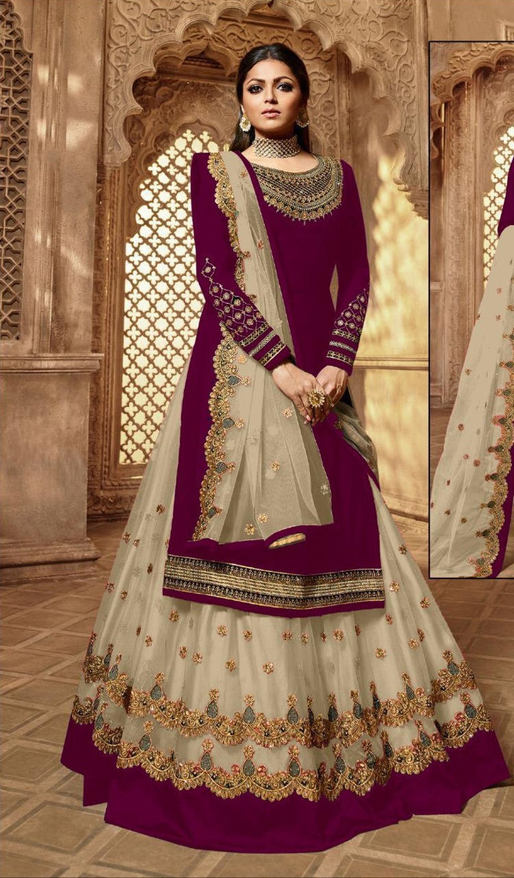 Premium Designer Floral Print Full Flared Anarkali Long Flared Kurta Kurti with Sharara and Dupatta Readymade 3 Peice Salwar Kameez Anarakali suit