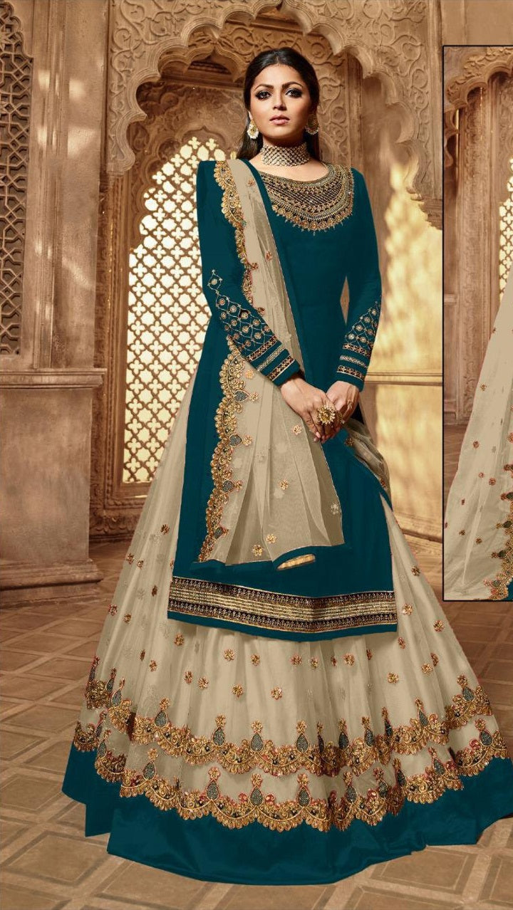 Premium Designer Floral Print Full Flared Anarkali Long Flared Kurta Kurti with Sharara and Dupatta Readymade 3 Peice Salwar Kameez Anarakali suit