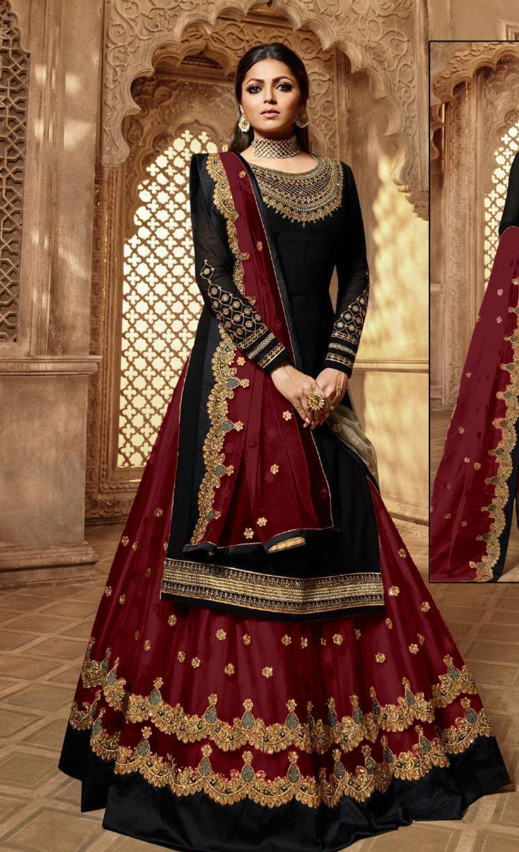 Premium Designer Floral Print Full Flared Anarkali Long Flared Kurta Kurti with Sharara and Dupatta Readymade 3 Peice Salwar Kameez Anarakali suit