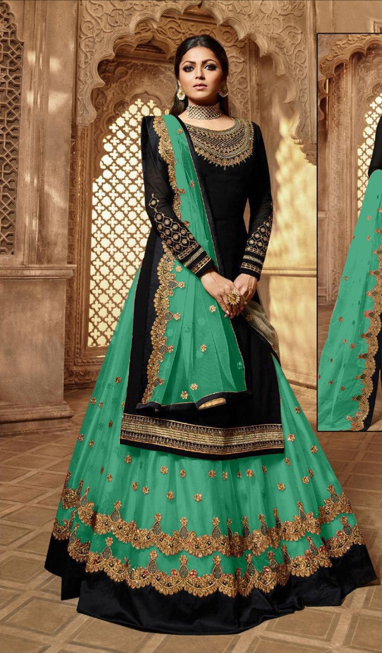 Premium Designer Floral Print Full Flared Anarkali Long Flared Kurta Kurti with Sharara and Dupatta Readymade 3 Peice Salwar Kameez Anarakali suit