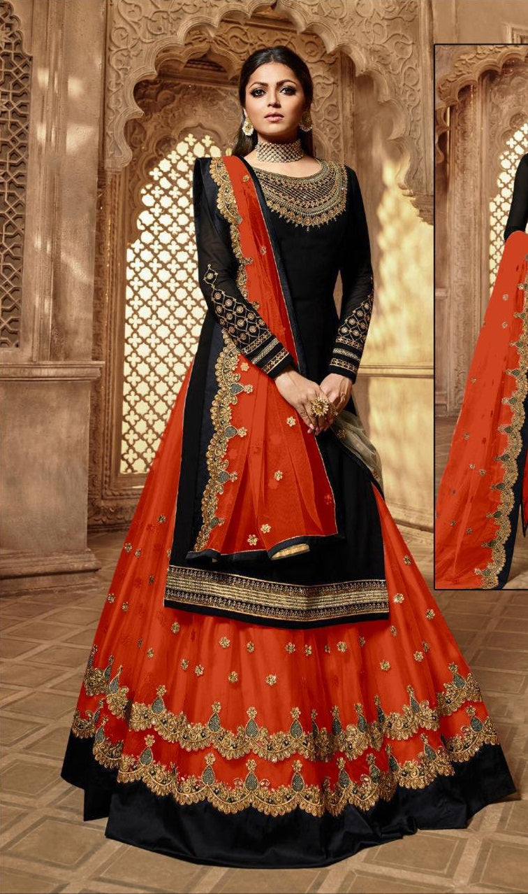 Premium Designer Floral Print Full Flared Anarkali Long Flared Kurta Kurti with Sharara and Dupatta Readymade 3 Peice Salwar Kameez Anarakali suit